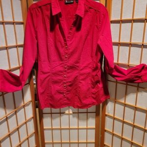 New York & Company Bold Red Blouse
